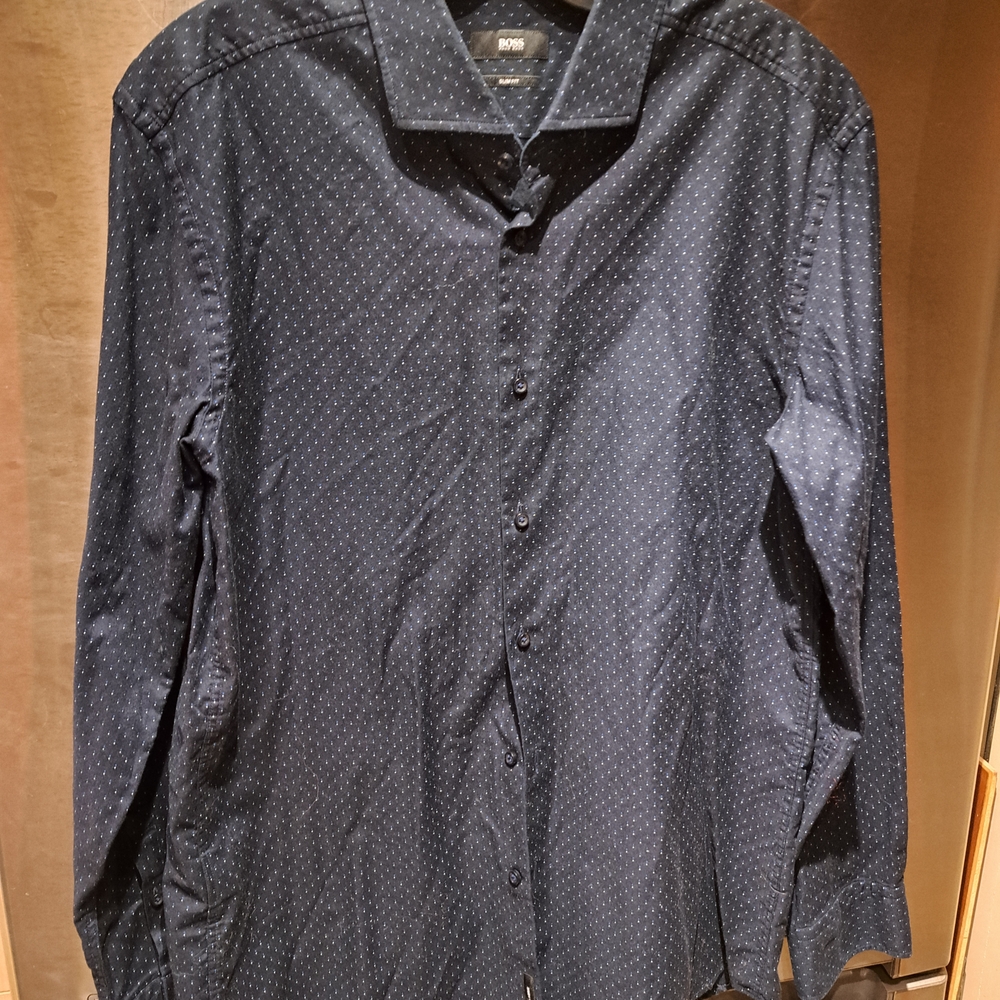 Hugo Boss Navy Polka Dot Shirt